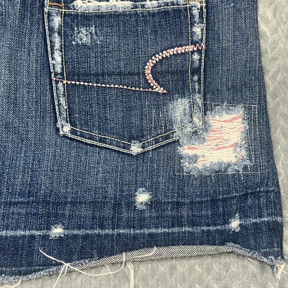 Vintage American Eagle Skirt 8 Y2K Crystal Embellished Distressed Micro Mini - Picture 9 of 11